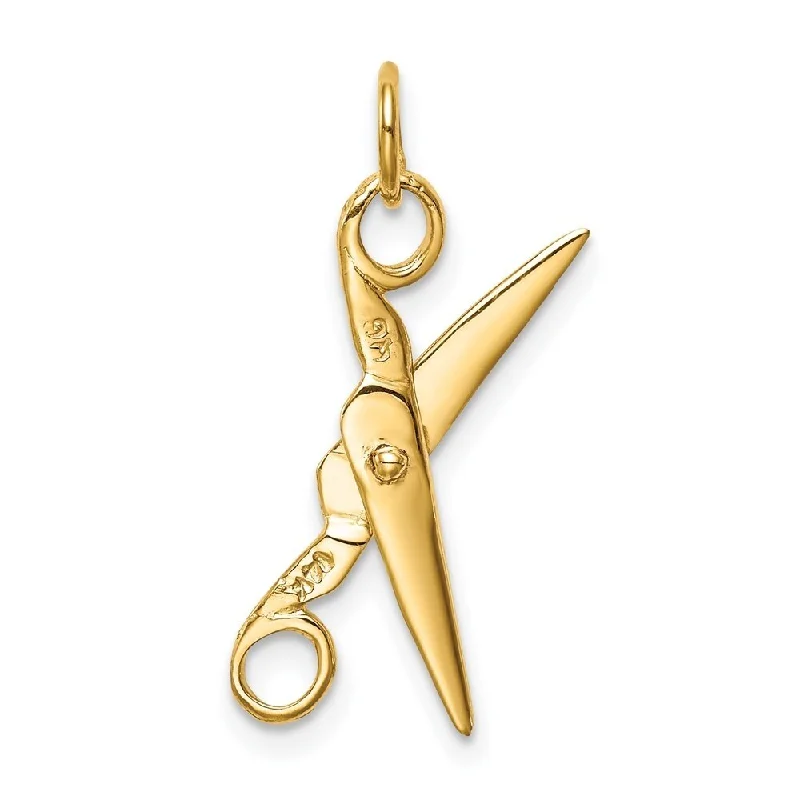 silver moon charm pendant necklace -Diamond2Deal 14K Yellow Gold Moveable Scissors Pendant (L- 24 mm, W- 15 mm)