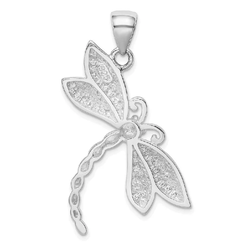 engraved pendant with name -Diamond2Deal 925 Sterling Silver and Textured Dragonfly Pendant (L- 40 mm, W- 28 mm)