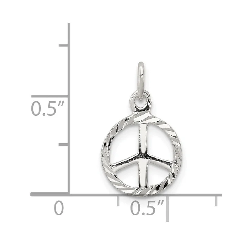 silver infinity necklace for women -Diamond2Deal 925 Sterling Silver Diamond-Cut Peace Sign Symbol Pendant (L- 19 mm, W- 11 mm)