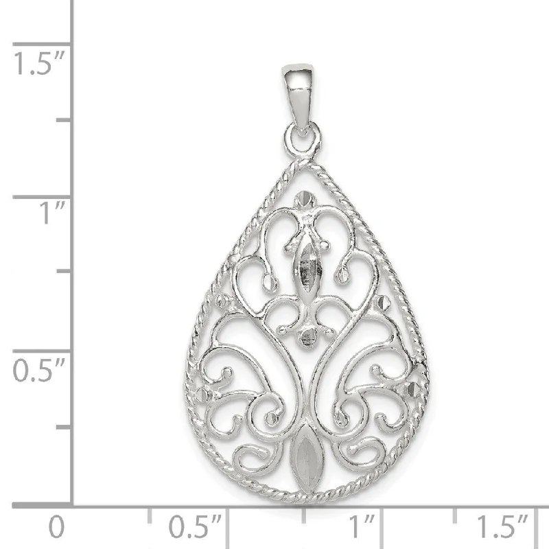 vintage silver pendant for necklace -Diamond2Deal 925 Sterling Silver Diamond-Cut Pendant