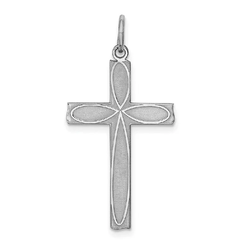 personalized name necklace silver -Diamond2Deal 925 Sterling Silver Laser Designed Cross Pendant (L- 30 mm, W- 15 mm)