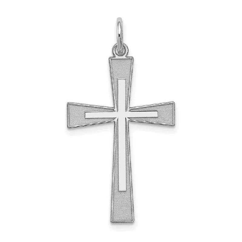 crystal pendant necklace for brides -Diamond2Deal 925 Sterling Silver Laser Designed Cross Pendant (L- 31 mm, W- 16 mm)