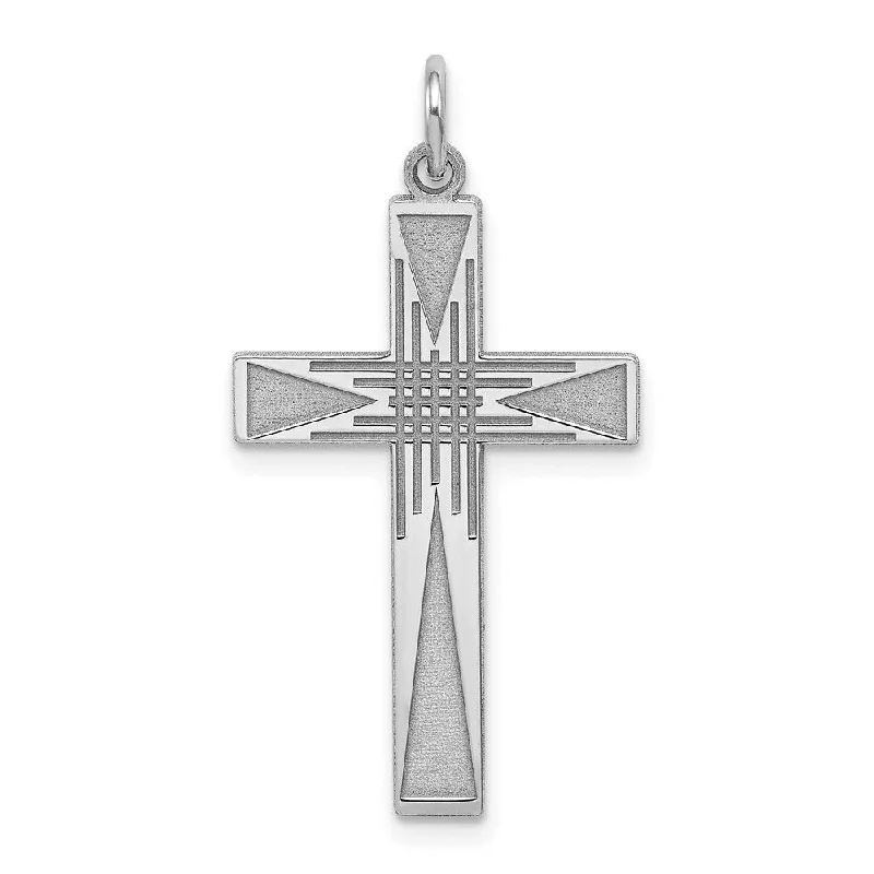 custom coordinates necklace silver -Diamond2Deal 925 Sterling Silver Laser Designed Cross Pendant (L- 31 mm, W- 16 mm)