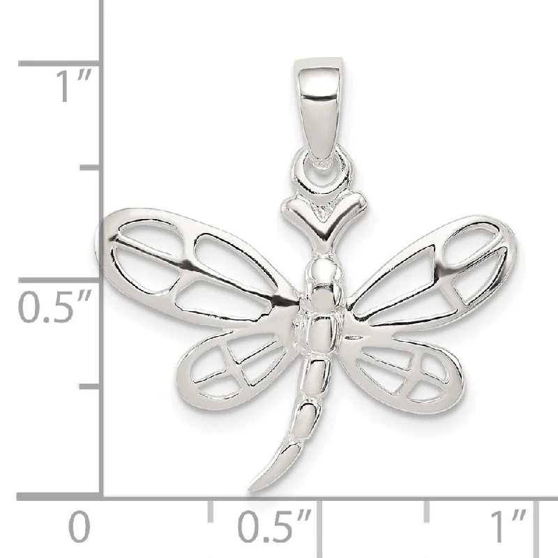 gold gemstone pendant necklace -Diamond2Deal 925 Sterling Silver Polished Dragonfly Pendant (L- 26 mm, W- 24 mm)