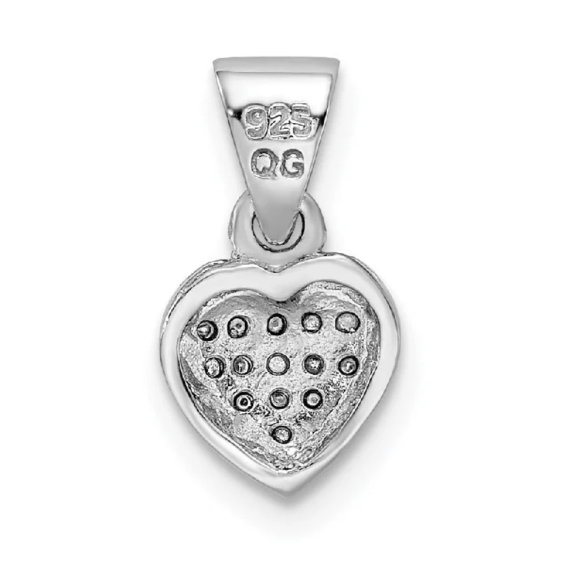 silver and crystal pendant necklace -Diamond2Deal 925 Sterling Silver Rhodium Plated Cubic Zirconia Heart Pendant (L- 12 mm, W- 7 mm)