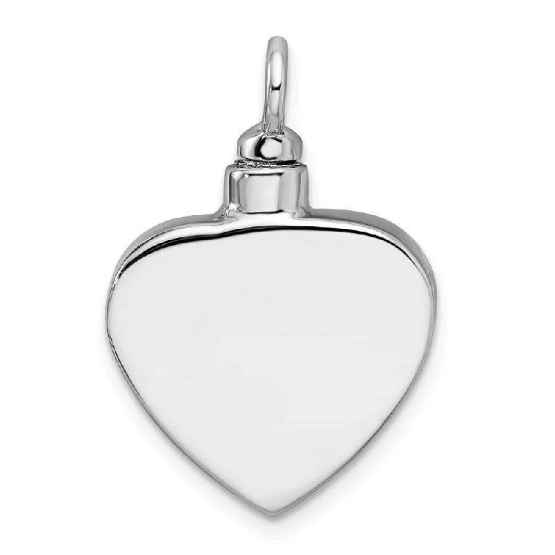 silver circle pendant necklace -Diamond2Deal 925 Sterling Silver Rhodium-plated Enameled Paw Prints Heart Ash Holder Pendant (L- 0.78 Inch, W- 0.72 Inch)