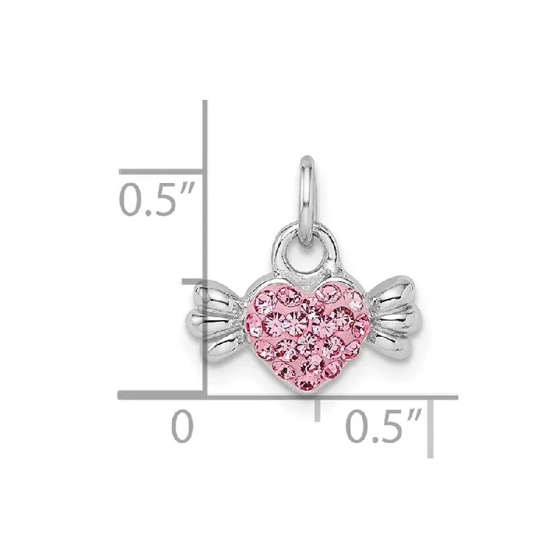 silver crystal heart pendant necklace -Diamond2Deal 925 Sterling Silver Rhodium-plated Pink Preciosa Crystal Heart Candy Pendant (L-12.82mm, W-12.9mm)