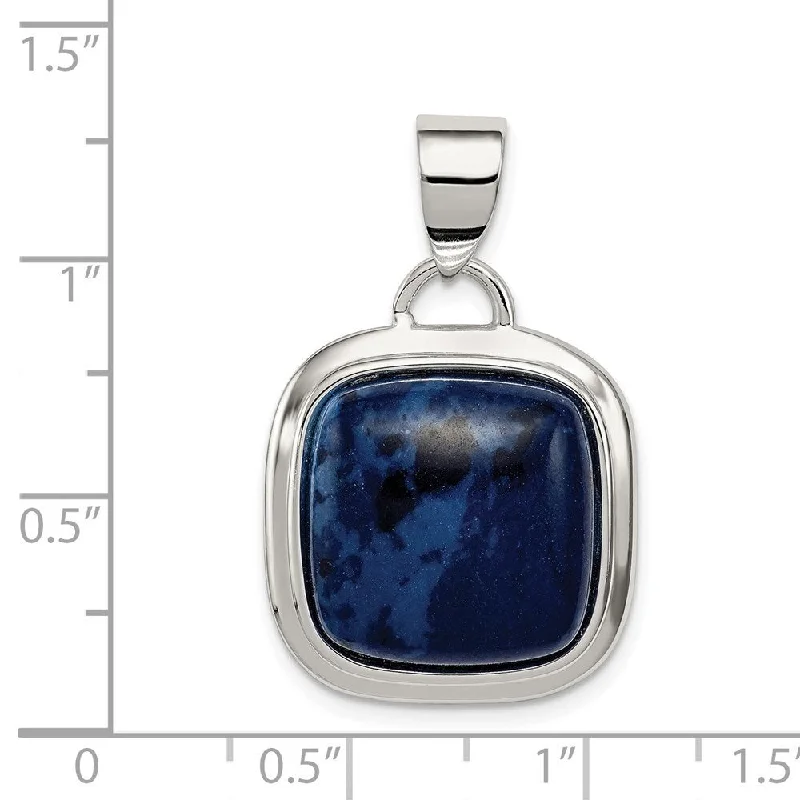 handmade cross pendant necklace silver -Diamond2Deal 925 Sterling Silver Sodalite Stone Pendant (L- 24 mm, W- 20 mm)