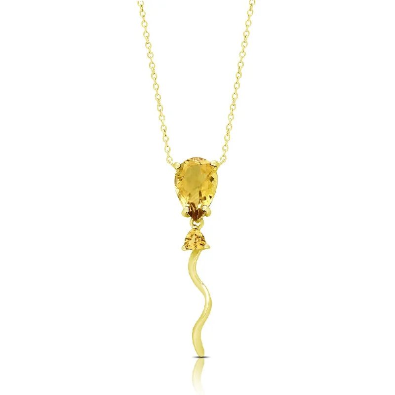 statement pendant necklace gold -Dolce Giavonna Gold Over Sterling Silver Citrine Balloon Necklace