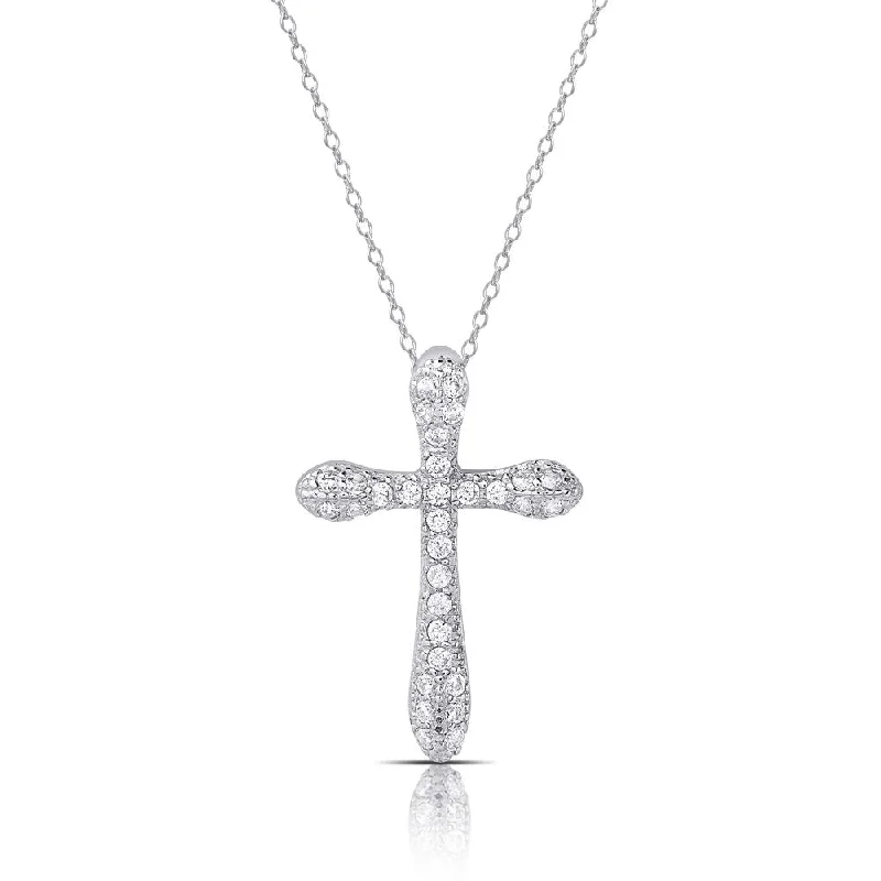 women’s personalized heart necklace -Dolce Giavonna Sterling Silver Cubic Zirconia Cross Necklace