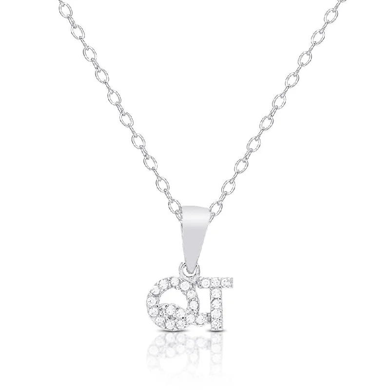 dainty initial pendant necklace -Dolce Giavonna Sterling Silver Cubic Zirconia "QT" (Cutie) Necklace