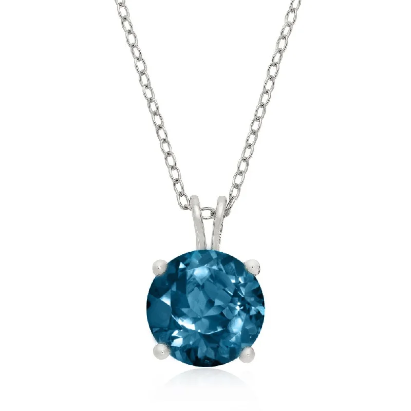 dainty infinity pendant necklace -Dolce Giavonna Sterling Silver London Blue Topaz Circle Necklace in a Gift Box