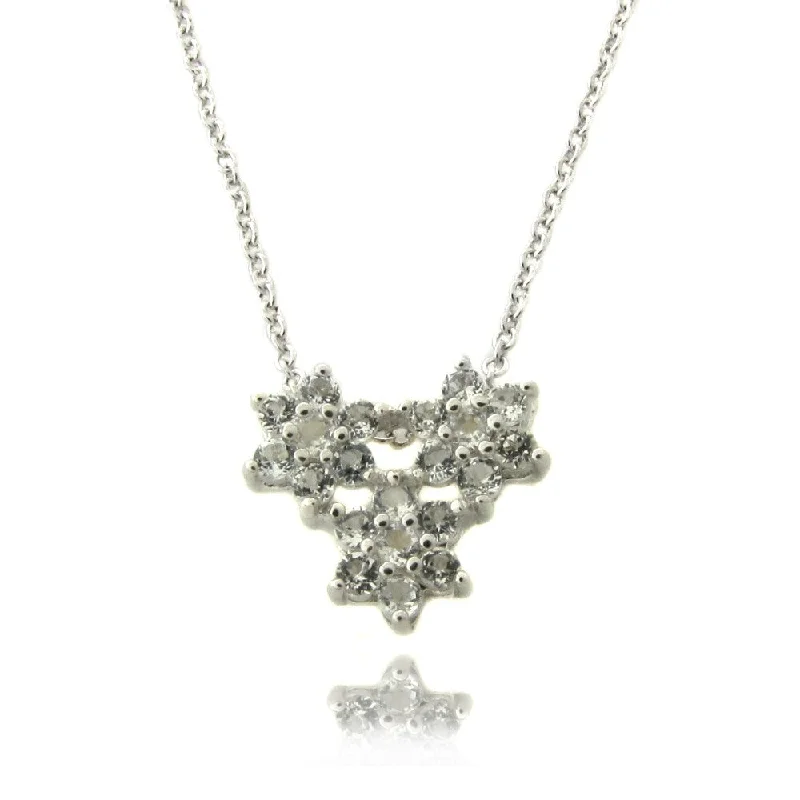 silver pendant with initial -Dolce Giavonna Sterling Silver White Topaz Flower Necklace