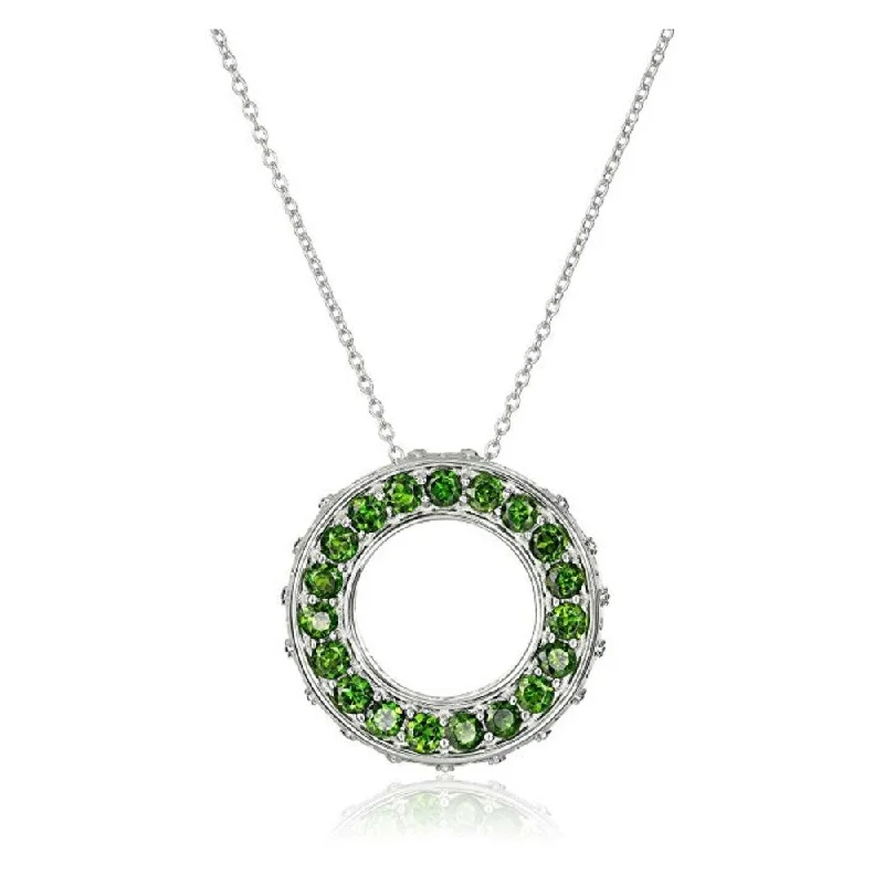 trendy charm pendant necklace -Exotic Chrome Diopside Circle of Life Necklace