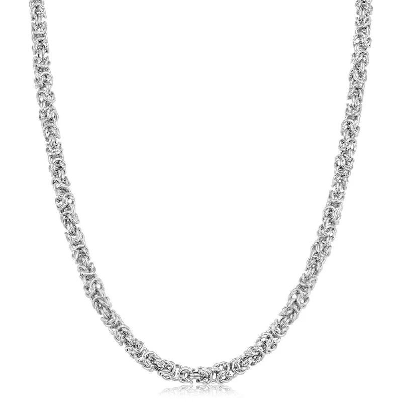 engraved crystal pendant necklace -Fremada Rhodium Plated Sterling Silver 3.5 millimeters Byzantine Necklace