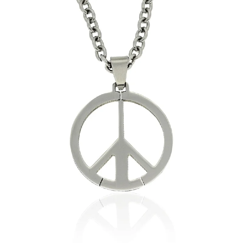 dainty crystal pendant necklace -Gemeni Stainless Steel Men's Peace Sign Necklace