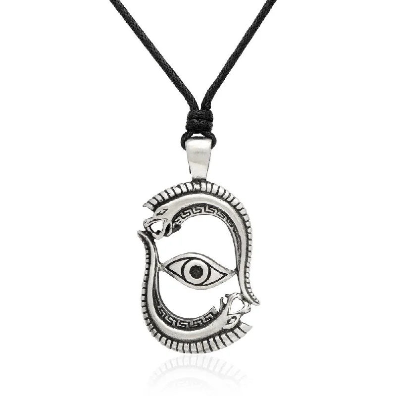 geometric silver pendant necklace -Gravity Metal Serpent Eye Warrior Pendant Necklace