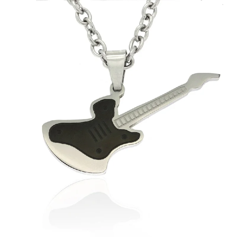 gold heart charm pendant necklace -Gravity Stainless Steel Men's Electric Guitar Necklace