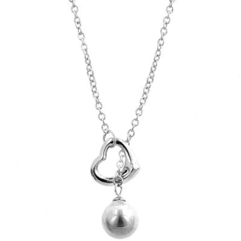 trendy pendant necklace for men -Heart Pearl Drop Necklace Timeless And Classic Women's Pendant - 18 Inch