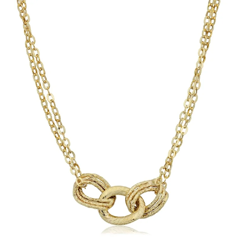 silver pendant with initial -Italian 10k Yellow Gold Diamond-cut Links Double Strand Necklace (18 inches)