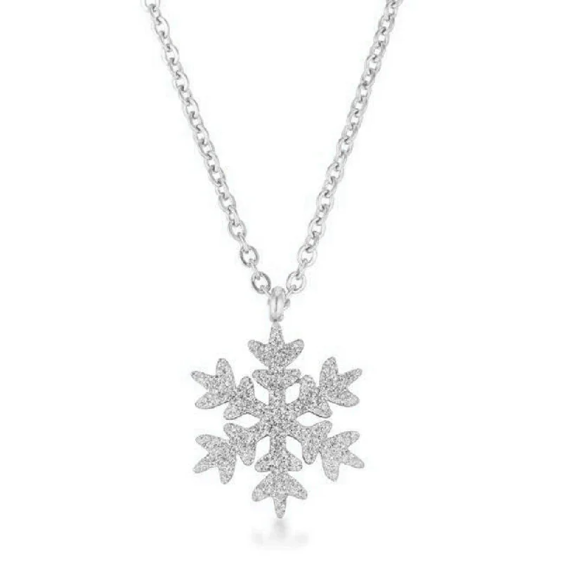 custom jewelry pendant for women -Jenna Stainless Steel Snowflake Necklace - 16 Inch