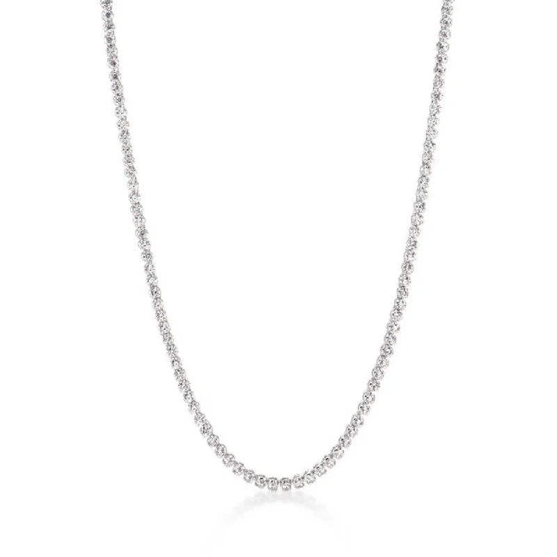 silver love pendant necklace -Long Elegant Cubic Zirconia Necklace - 18 Inch