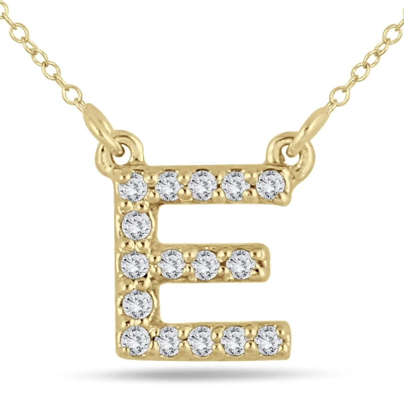 handmade gemstone necklace pendant -Marquee 1/10 Carat TW E Initial Diamond Pendant in 10K Yellow Gold