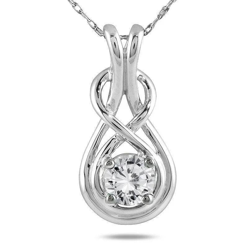 dainty gold heart pendant -Marquee 1/2 Carat Diamond Pendant in 10K White Gold