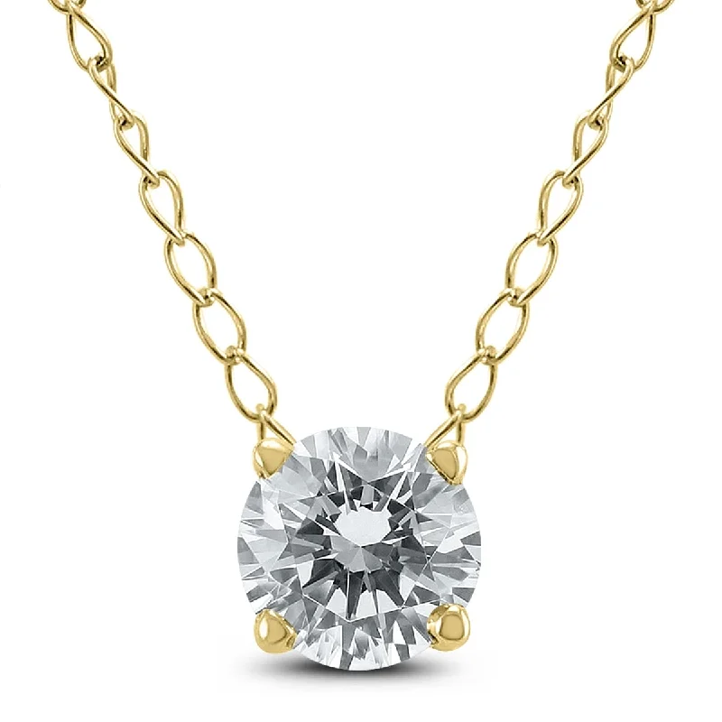 gold chain necklace with pendant -Marquee 1/2 Carat Floating Round Diamond Solitaire Necklace in 14K Yellow Gold