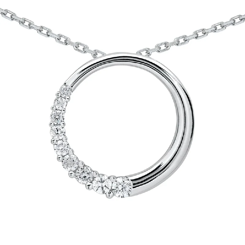 luxury pendant necklace silver -Marquee 1/2 Carat TW Diamond Circle Journey Pendant in 10K White Gold