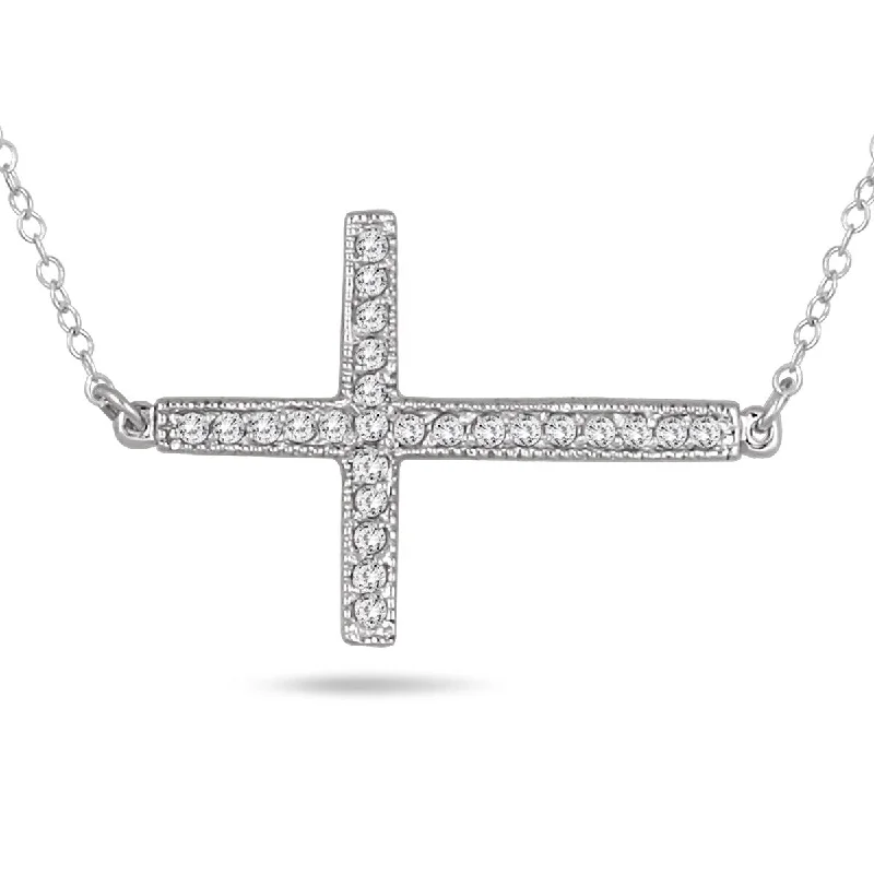 dainty gold heart necklace -Marquee 1/4 Carat TW Diamond Cross Pendant in 10K White Gold