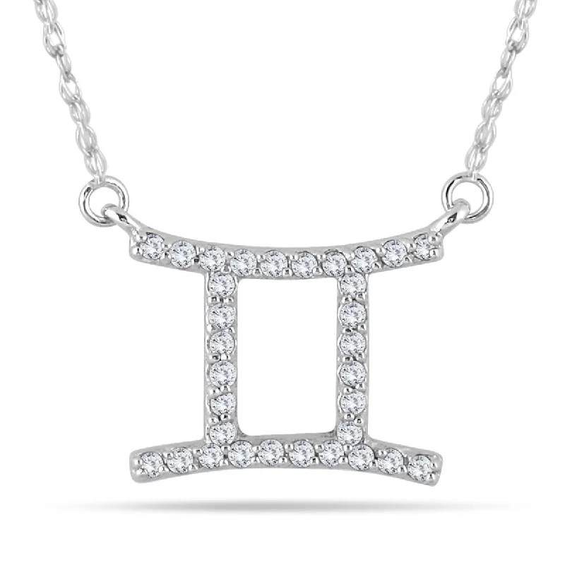 pearl pendant necklace with gold -Marquee 1/4 Carat TW Diamond Gemini Zodiac Pendant 10K White Gold