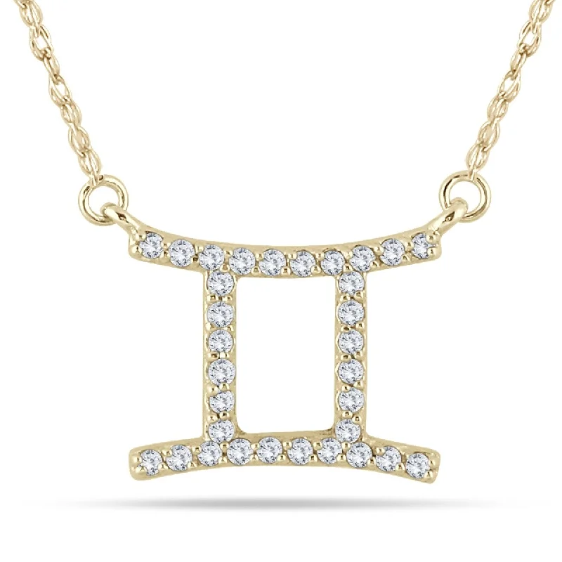 statement pendant necklace gold -Marquee 1/4 Carat TW Diamond Gemini Zodiac Pendant 10K Yellow Gold