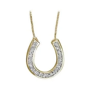 luxury diamond pendant necklace -Marquee 1/4 Carat TW Diamond Horseshoe Pendant in 14k Yellow Gold