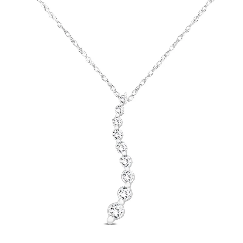 pendant necklace with crystal charm -Marquee 1/4 Carat TW Diamond Journey Pendant in 10K White Gold