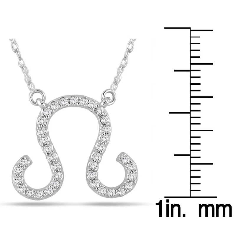 geometric pendant necklace gold -Marquee 1/4 Carat TW Diamond Leo Zodiac Pendant 10K White Gold