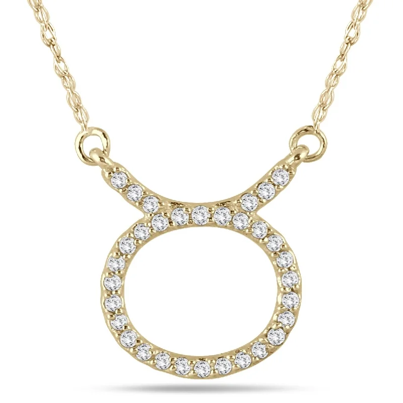 personalized initials necklace -Marquee 1/4 Carat TW Diamond Taurus Zodiac Pendant 10K Yellow Gold