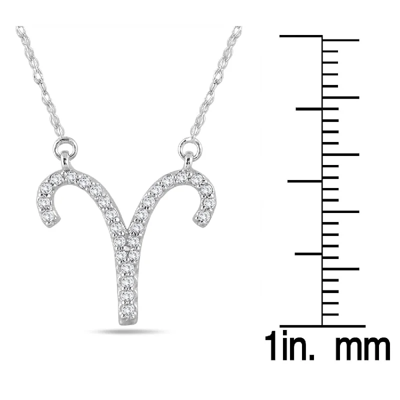 gold bar necklace with pendant -Marquee 1/5 Carat TW Diamond Aries Zodiac Pendant 10K White Gold