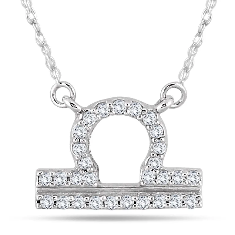 custom diamond pendant necklace -Marquee 1/5 Carat TW Diamond Libra Zodiac Pendant 10K White Gold