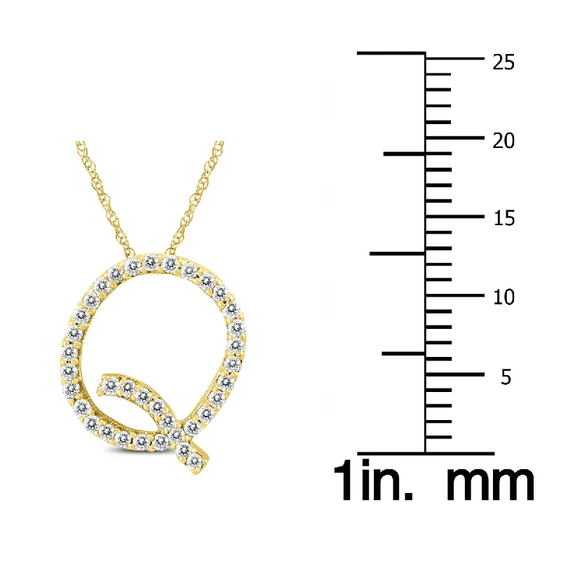 women’s pendant necklace with charm -Marquee 1/5 Carat TW Q Initial Diamond Pendant Necklace in 10K Yellow Gold with Adjustable Chain