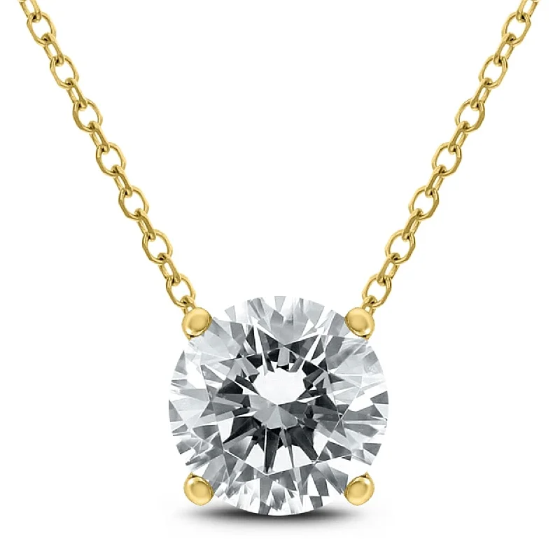 unique pendant necklace gold -Marquee 1 Carat Floating Round Diamond Solitaire Necklace in 14K Yellow Gold