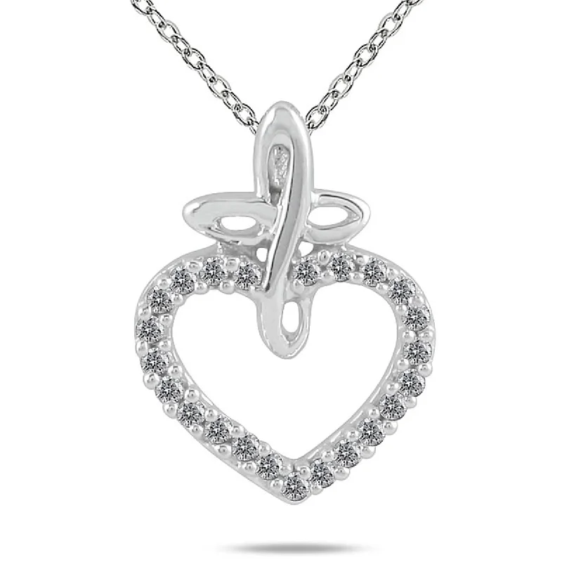 personalized pendant necklace with initials -Marquee 10k White Gold 1/10ct TDW Diamond Heart Necklace (I-J, I1-I2)