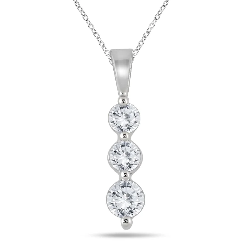 silver choker with pendant -Marquee 10k White Gold 1/2ct TDW Diamond Graduated 3-stone Pendant