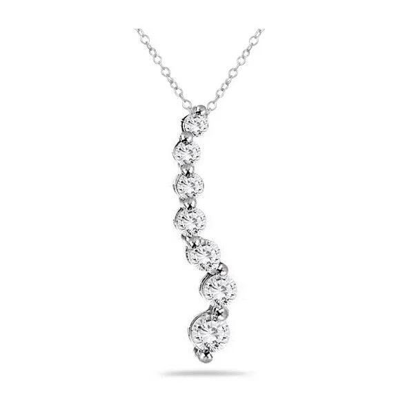 women’s birthstone pendant necklace -Marquee 10k White Gold 1/2ct TDW Round Diamond Journey Pendant (I-J, I1-I2)