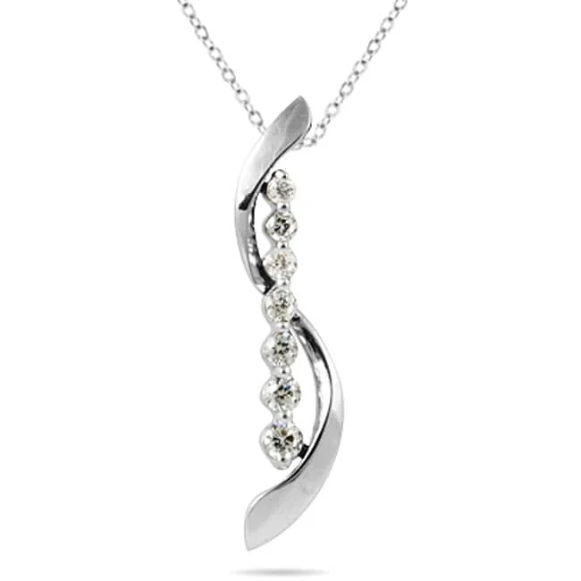 personalized charm pendant necklace -Marquee 10k White Gold 1/4ct TDW Diamond Necklace