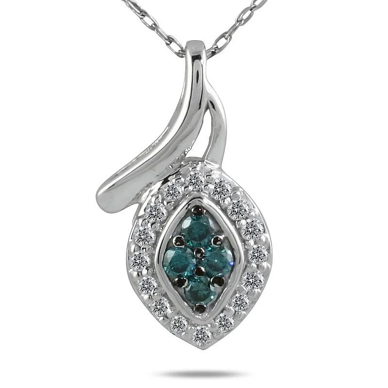 trendy silver necklace pendant -Marquee 10k White Gold 1/5ct TDW Blue and White Diamond Necklace (I-J, I1-I2)