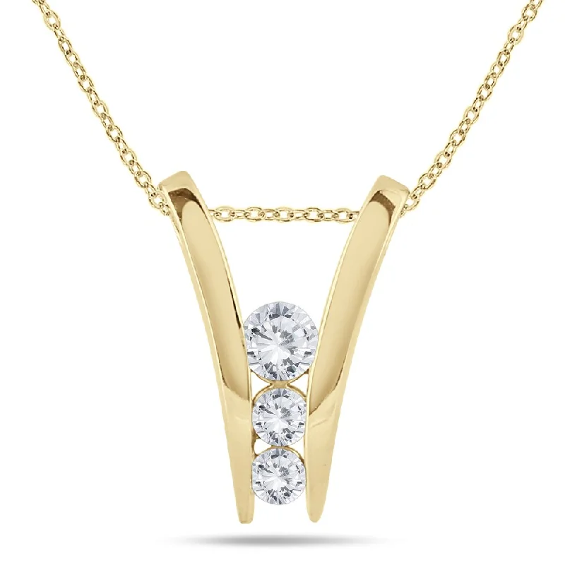 love knot pendant necklace gold -Marquee 10k Yellow Gold 1/2ct TDW Diamond 3-stone Necklace