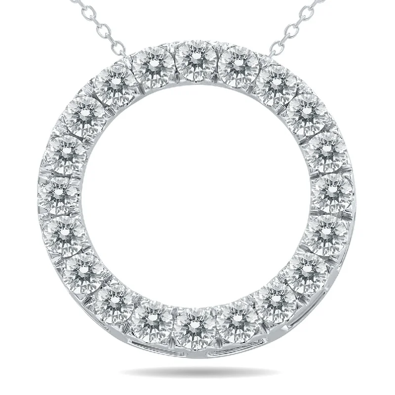 celestial star necklace gold -Marquee 2 Carat TW Diamond Circle Pendant in 10K White Gold