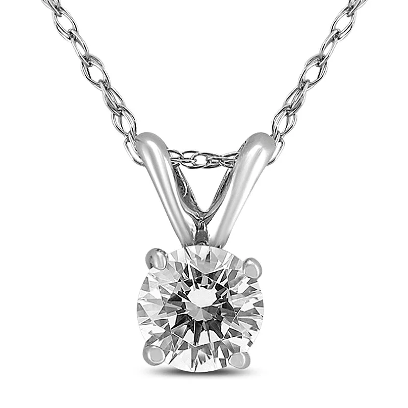 custom pendant necklace for women -Marquee 3/4 Carat Diamond Solitaire Pendant in 14K White Gold (H-I Color, I1-I2 Clarity)