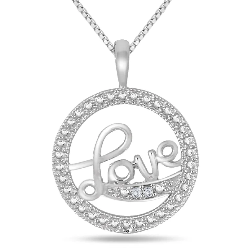 large gold heart pendant necklace -Marquee Diamond LOVE Pendant in .925 Sterling Silver